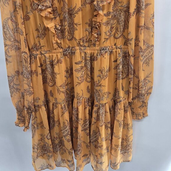 Rachel Parcell Yellow Metallic Striped Paisley Print Mini Dress Size Large FLAW - Picture 7 of 16